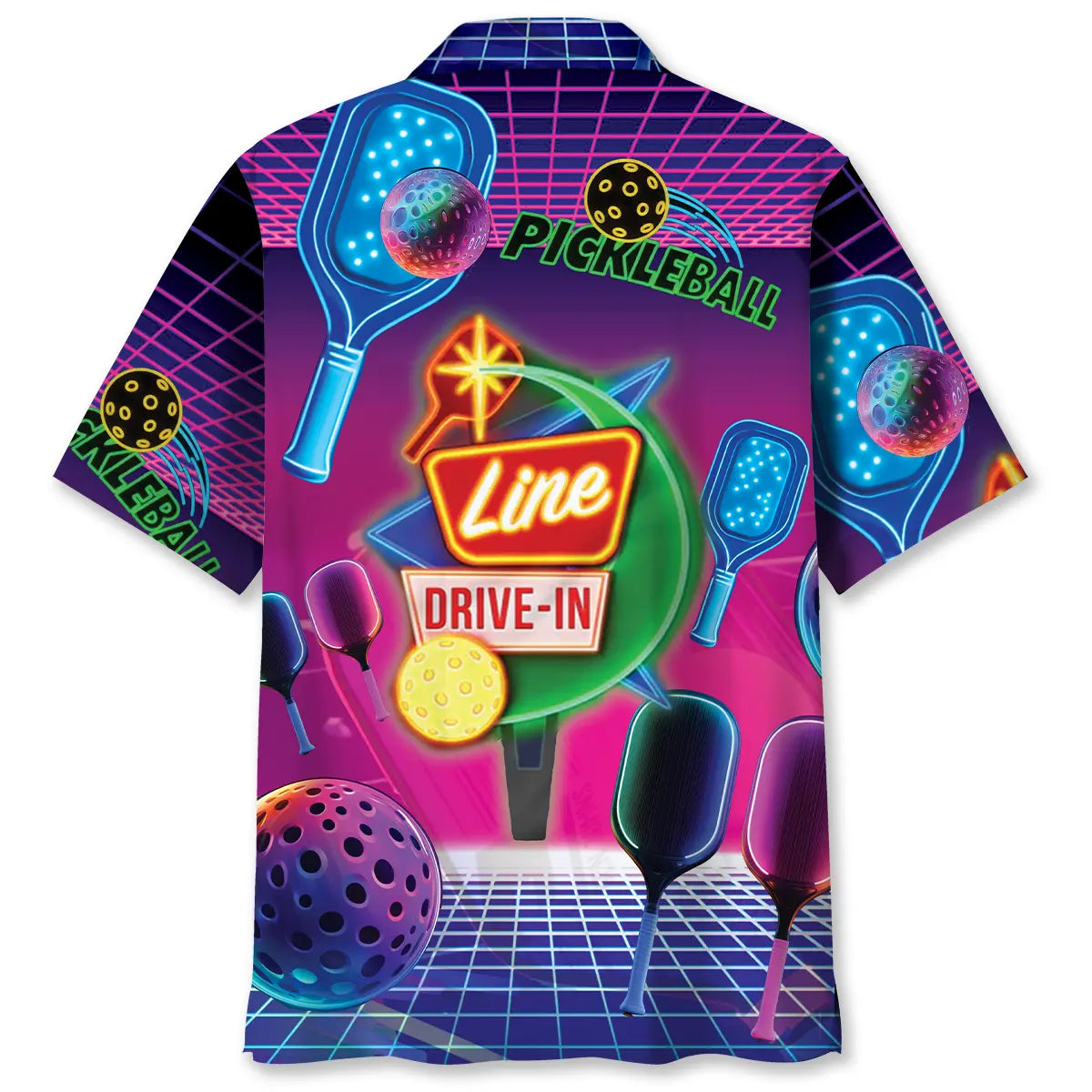 Funny Pickleball Neon Retro Hawaiian Shirt