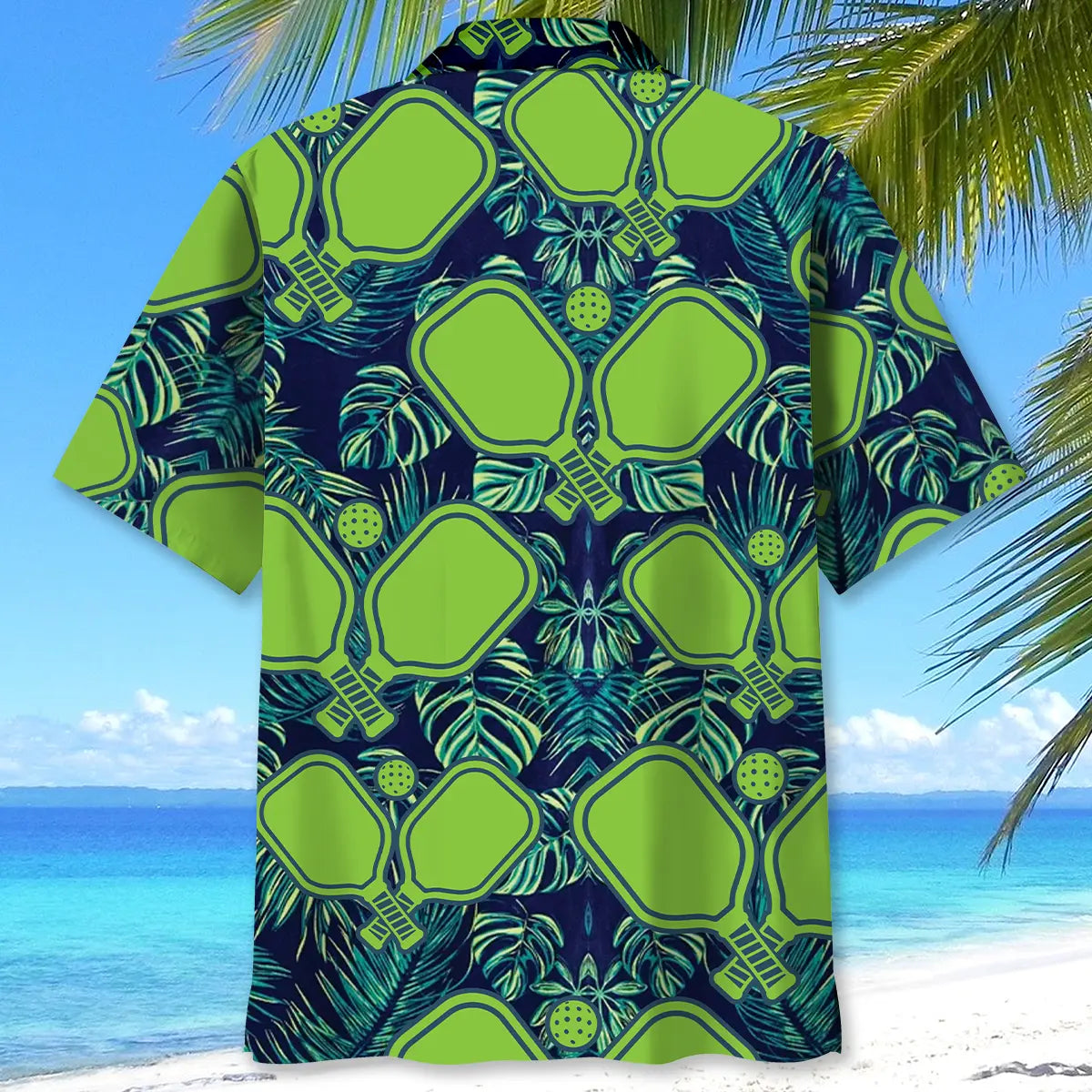 Pickleball Green Leaves Hawaiian Shirt