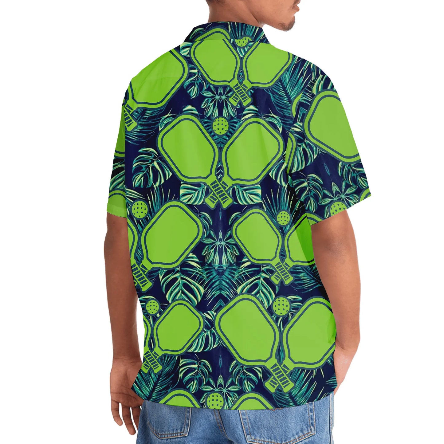 Pickleball Green Leaves Hawaiian Shirt