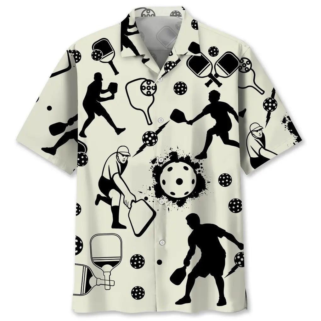 Pickleball Icon Bw Hawaiian Shirt