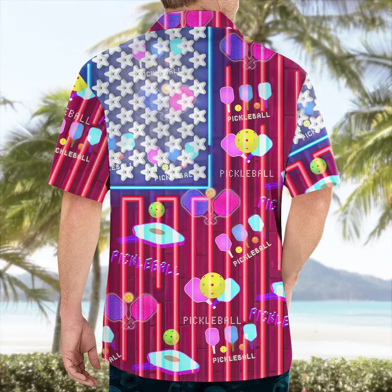 Pickleball Neon Hawaiian Shirt