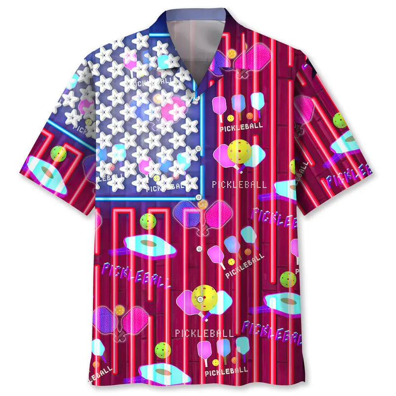 Pickleball Neon Hawaiian Shirt