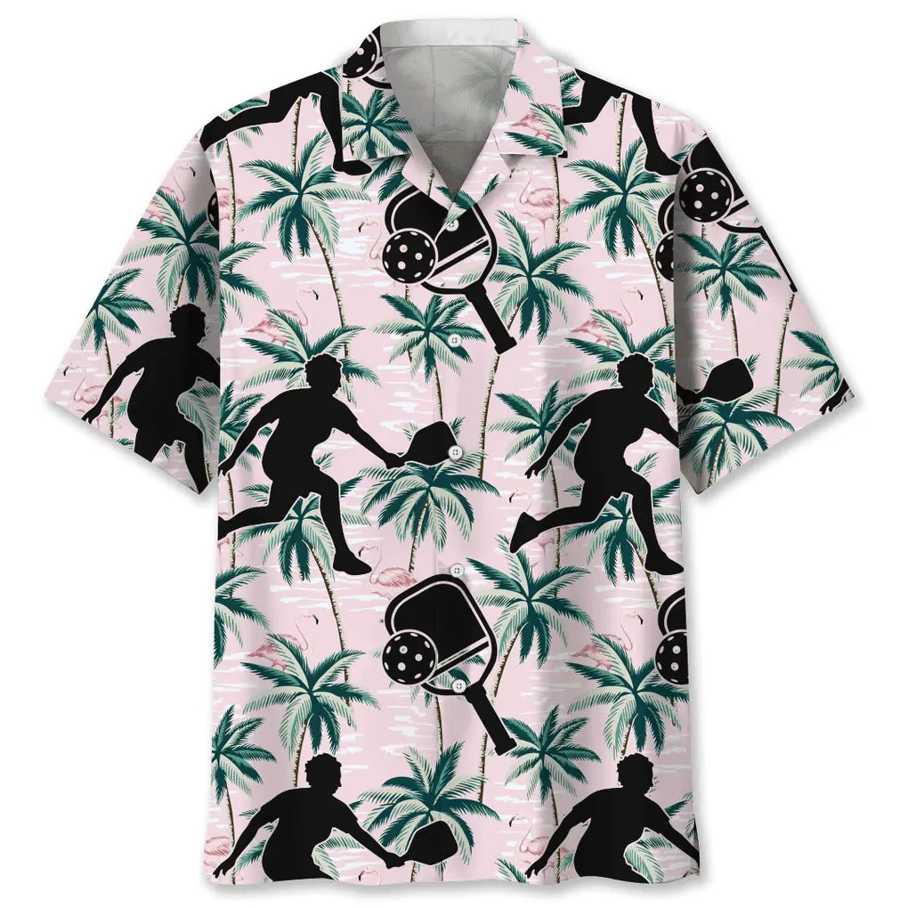 Pickleball Tropical Pink Hawaiian Shirt