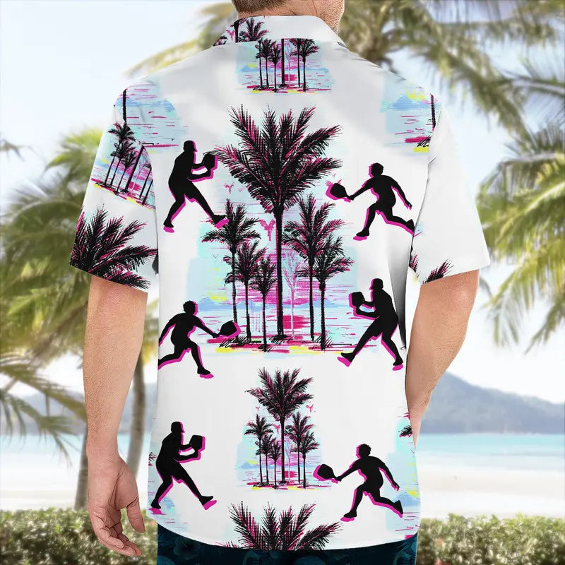 Pickleball White Hawaiian Shirt