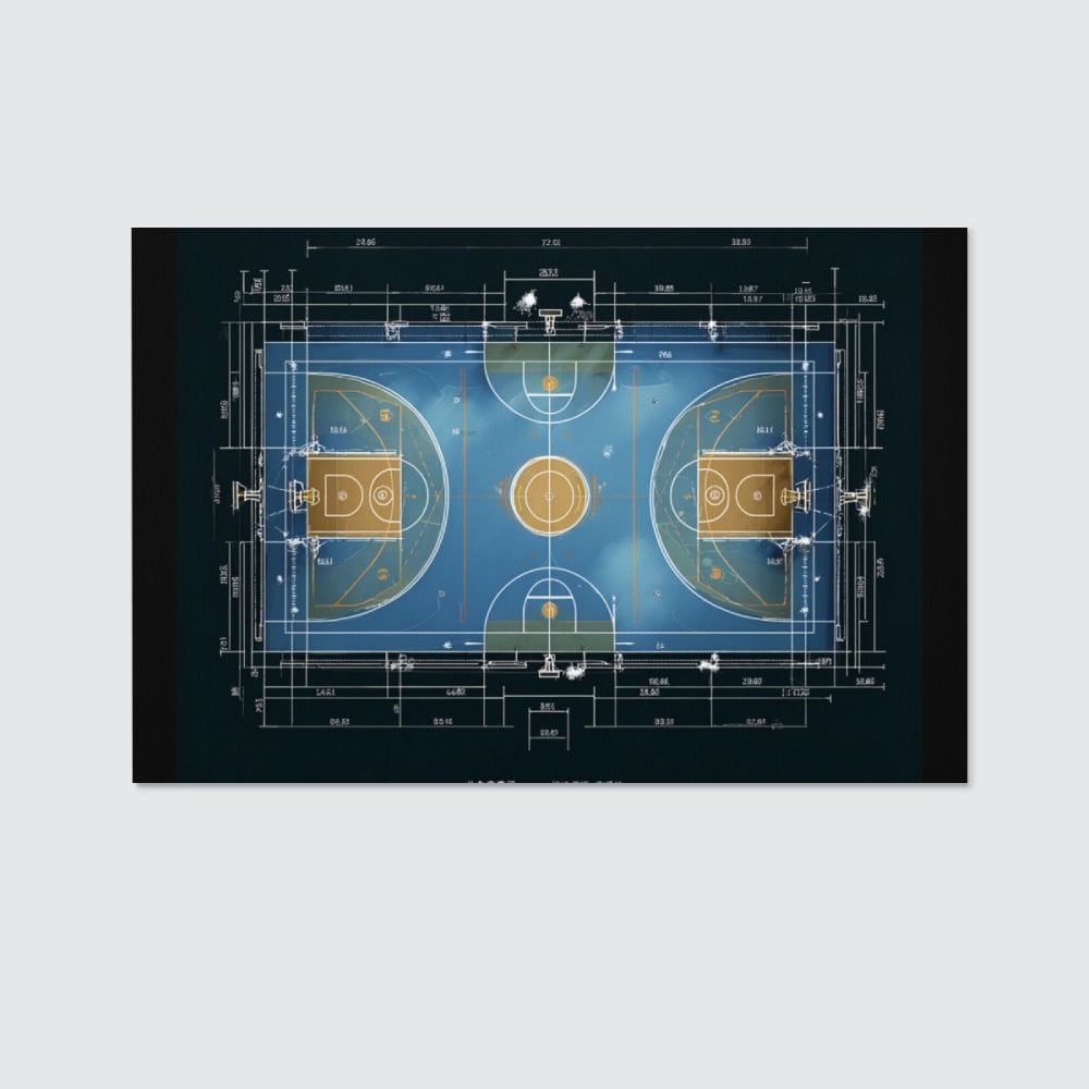 Basketball Court Blueprint Canvas