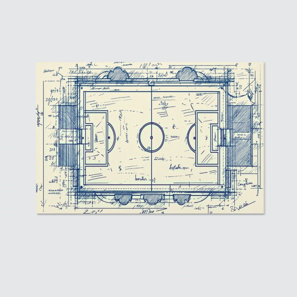 Football Field Blueprint Canvas