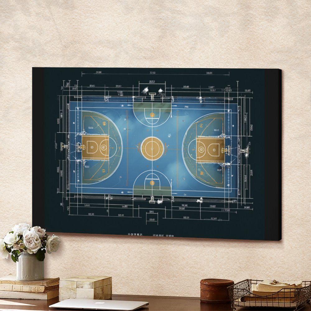 Basketball Court Blueprint Canvas