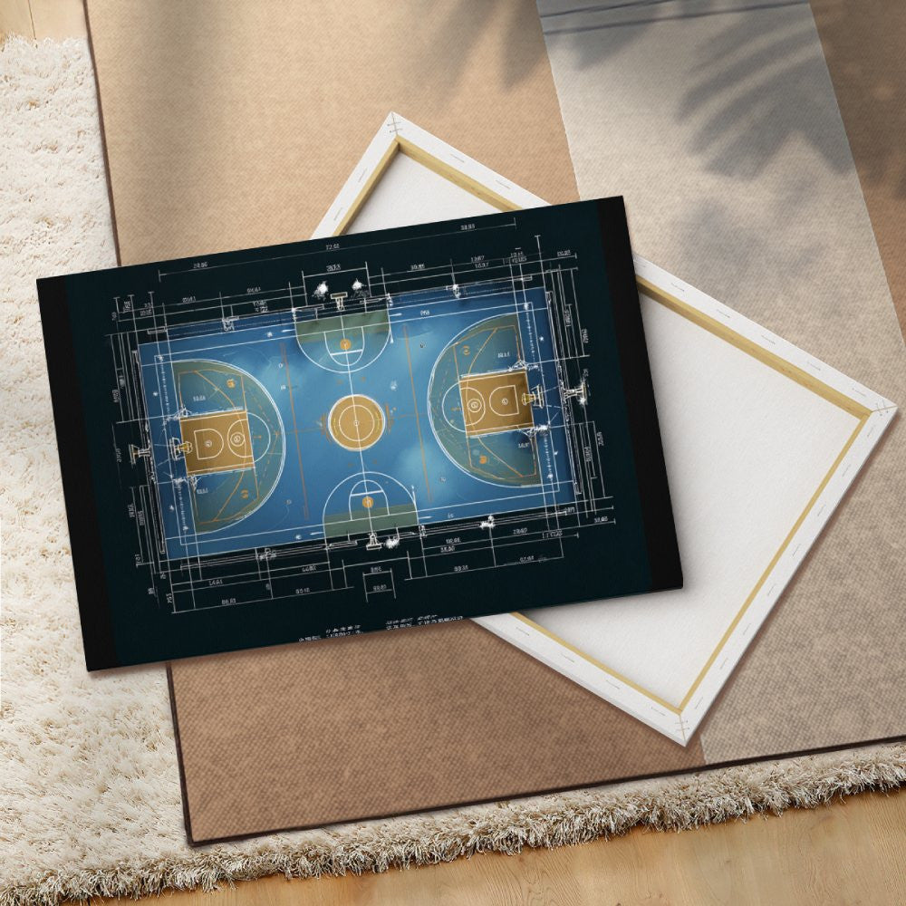 Basketball Court Blueprint Canvas