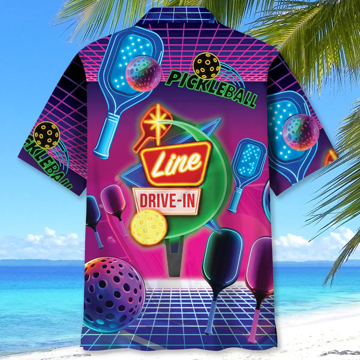 Funny Pickleball Neon Retro Hawaiian Shirt