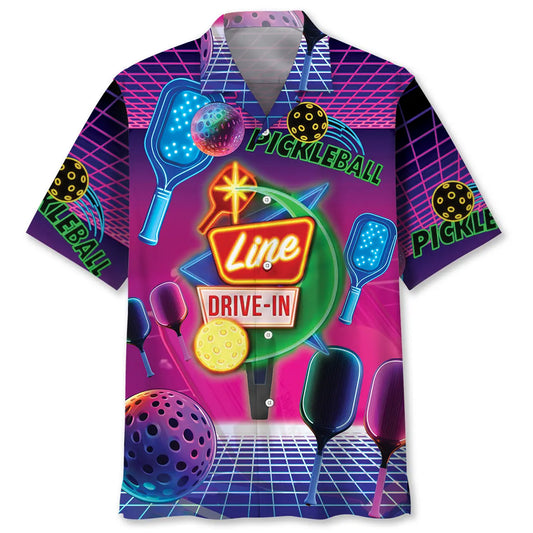 Funny Pickleball Neon Retro Hawaiian Shirt