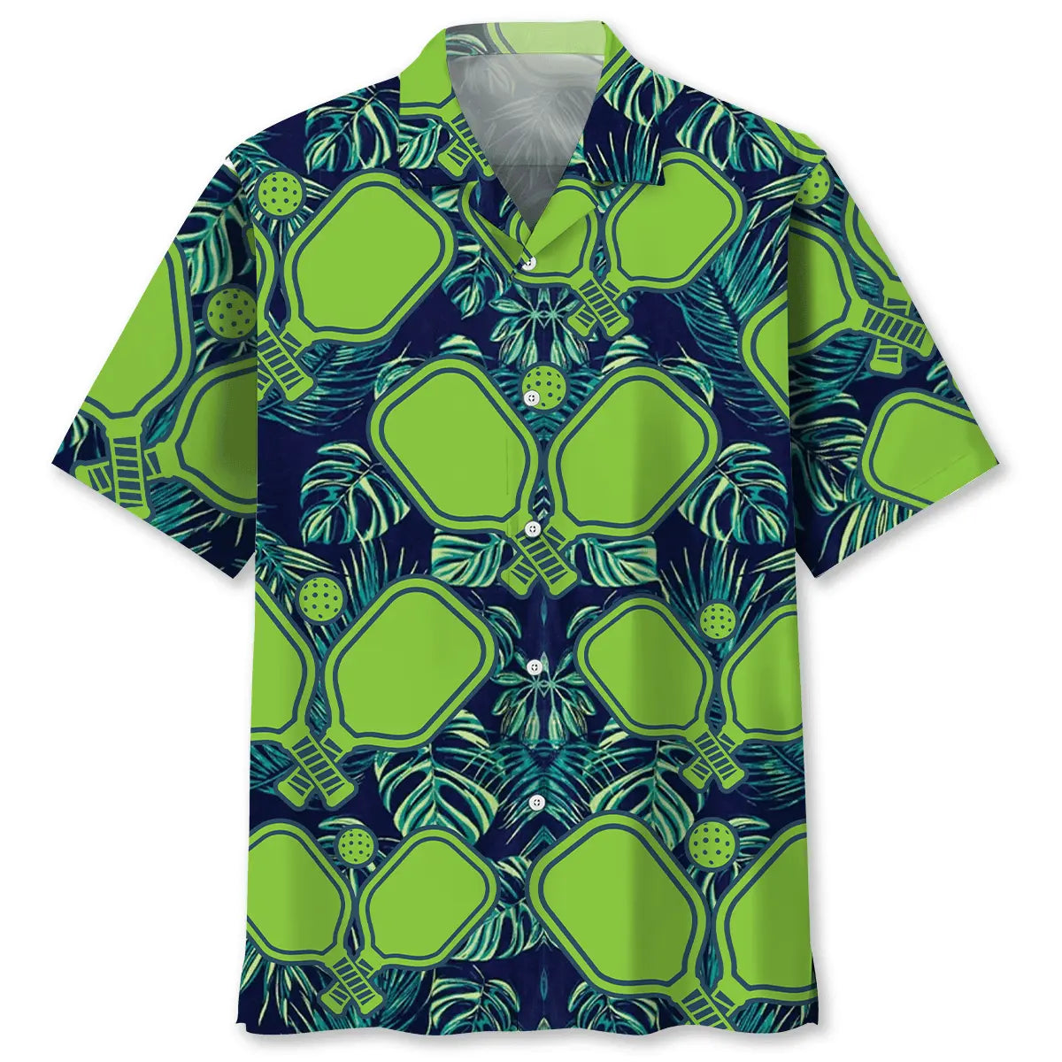 Pickleball Green Leaves Hawaiian Shirt