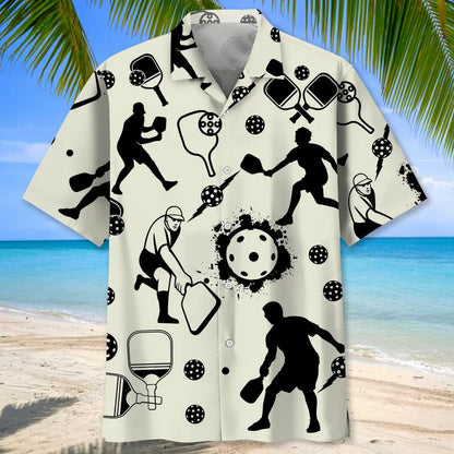 Pickleball Icon Bw Hawaiian Shirt