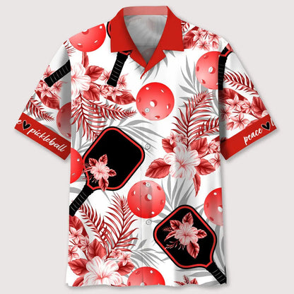 Pickleball Red Hawaiian Shirt
