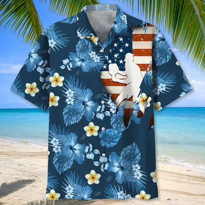 Pickleball Usa Blue Tropical Hawaiian Shirt