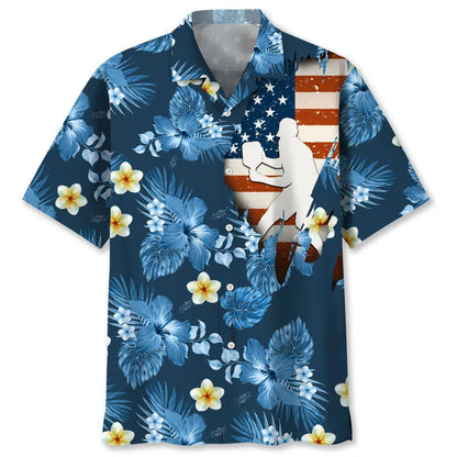 Pickleball Usa Blue Tropical Hawaiian Shirt