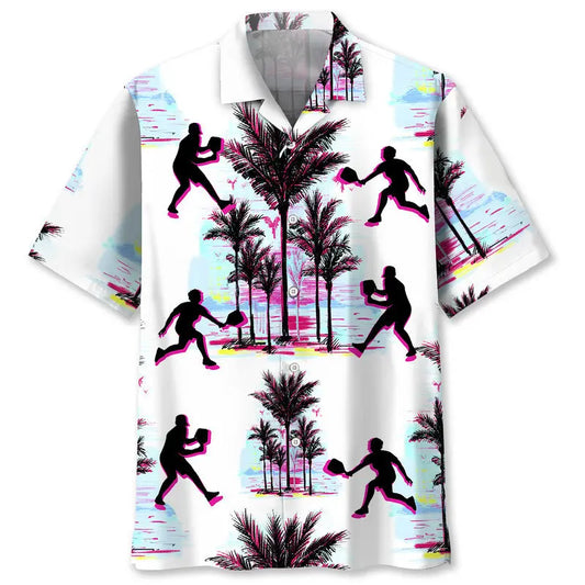 Pickleball White Hawaiian Shirt